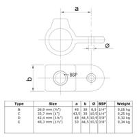 Buiskoppeling Oogdeel scharnierstuk - zwart-B / 26,9 mm